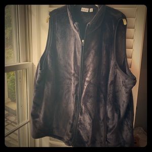 Kim Rogers Black Soft Plush Zipper Vest